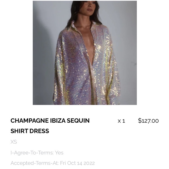 Champagne sparkly shirt dress SLA THE LABEL - Picture 2 of 5